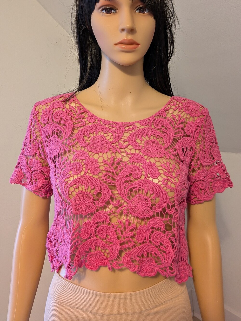 Wet Seal Hot Pink Crochet Crop Top